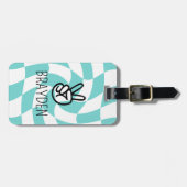 Retro golvende Checker Board Custom School Bag Lab Bagagelabel (Voorkant horizontaal)