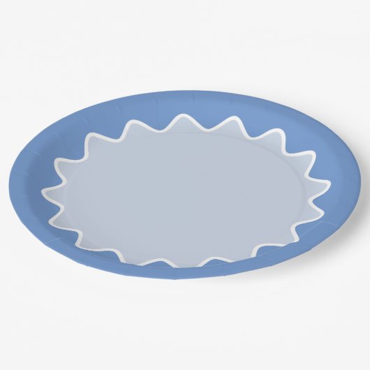 Retro golvende curve rand blauw papieren bordje (Gekanteld)