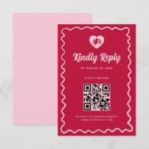 Retro Golvende Frame Rode Roze Cupido Huwelijk QR 