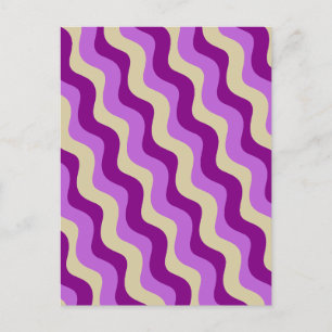 Retro golvende geometrische Paarse crème Briefkaart