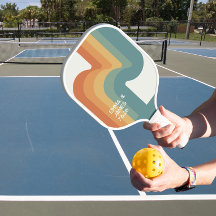Retro golvende gepersonaliseerde naam Pickleball P