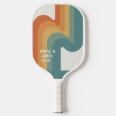 Retro golvende gepersonaliseerde naam Pickleball P Pickleball Paddle (Voorkant)