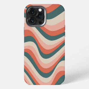 Retro golvende kleurrijke streep groovy patroon iPhone 13 pro max hoesje