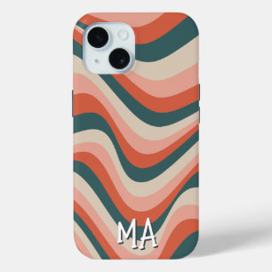 Retro golvende kleurrijke streep groovy patroon mo iPhone 15 case
