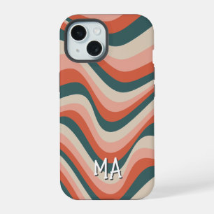 Retro golvende kleurrijke streep groovy patroon mo iPhone 15 case