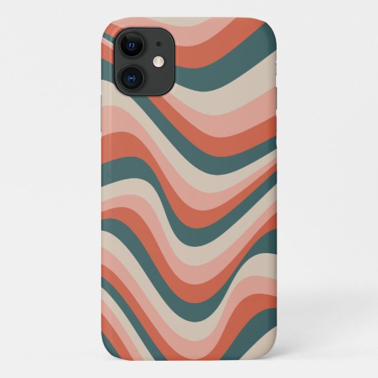 Retro golvende kleurrijke streep patroon Case-Mate iPhone case (Achterkant)