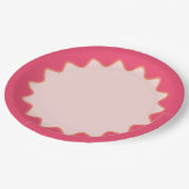 Retro golvende kromme rand blush heet roze papieren bordje (Gekanteld)