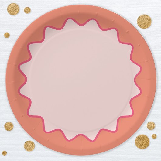 Retro golvende kromme rand blush roze perzik papieren bordje