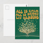 Retro golvende lettertype kerstbloemen lezen briefkaart (Voorkant / Achterkant)