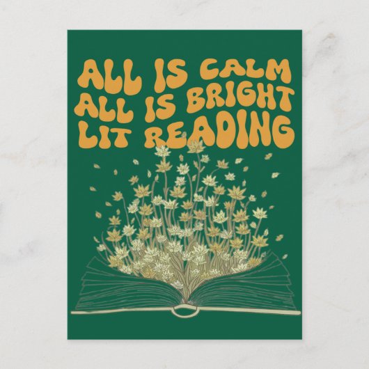 Retro golvende lettertype kerstbloemen lezen briefkaart (Voorkant)