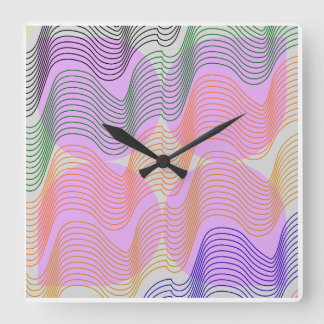 Retro golvende lijnen Abstract geometrische kunst  Vierkante Klok