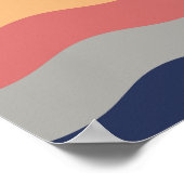 Retro golvende lijnen - Blauw Turquoise Oranje Poster (Hoek)