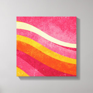 Retro golvende lijnen – Kleurrijke vintage achterg Canvas Afdruk