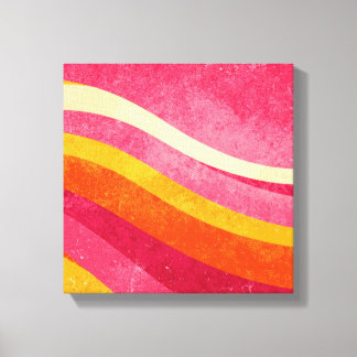 Retro golvende lijnen – Kleurrijke vintage achterg Canvas Afdruk