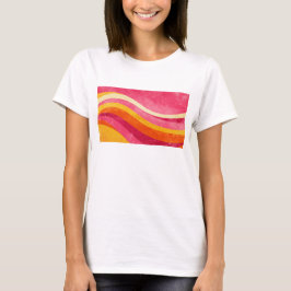 Retro golvende lijnen – Kleurrijke vintage achterg T-shirt