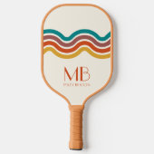 Retro golvende lijnen Schattige Monogram  Esthetis Pickleball Paddle (Achterkant)