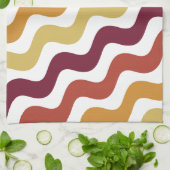 Retro golvende lijnen - Warme kleur Keuken Handdoe Theedoek (Gevouwen)