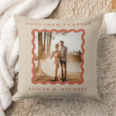 Retro golvende lijst terracotta pasgetrouwden foto kussen (Deken)