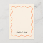 Retro golvende perzik handgeschreven bruiloft deta informatiekaartje (Achterkant)