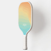 Retro golvende regenboog modern monogram pickleball paddle (Links)