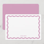 Retro golvende roze eenvoudige gepersonaliseerde b notitiekaartje (Voorkant / Achterkant)