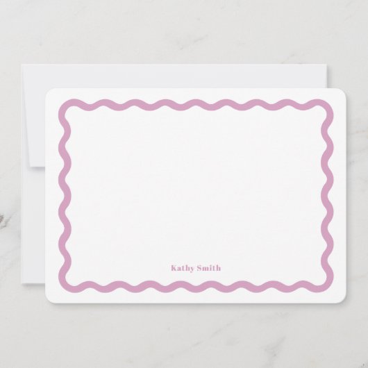 Retro golvende roze eenvoudige gepersonaliseerde b notitiekaartje (Voorkant)