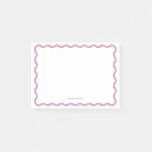 Retro golvende roze eenvoudige gepersonaliseerde b post-it® notes
