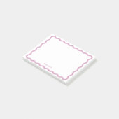 Retro golvende roze eenvoudige gepersonaliseerde b post-it® notes (Schuin)