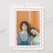 Retro golvende roze en groene handschrift bruiloft kaart (Achterkant)