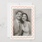 Retro golvende roze en groene handschrift bruiloft kaart (Achterkant)