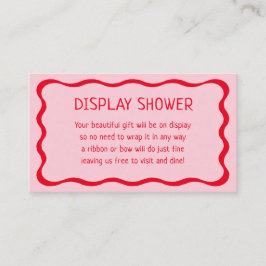 Retro golvende roze en rode display douche-inzetst informatiekaartje