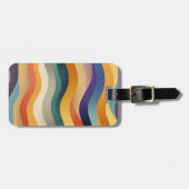 Retro Golvende Strepen Abstract Patroon Bagagelabel (Voorkant horizontaal)