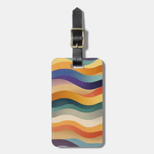 Retro Golvende Strepen Abstract Patroon Bagagelabel (Voorkant verticaal)