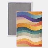 Retro golvende strepen abstract patroon magneet (Voorkant / Achterkant)