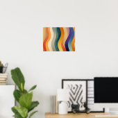 Retro golvende strepen abstract patroon poster (Thuiskantoor)