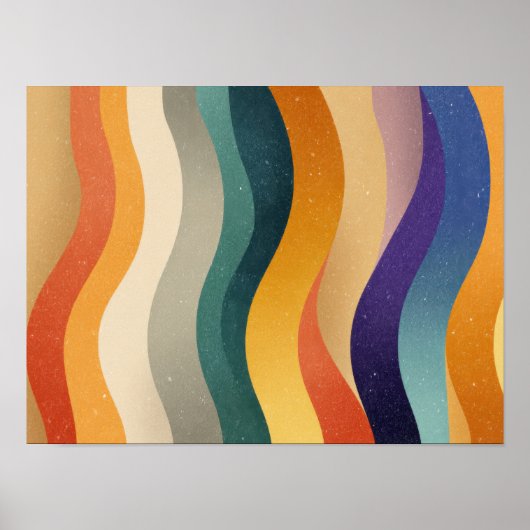Retro golvende strepen abstract patroon poster (Voorkant)