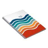 Retro golvende strepen patroon met elk monogram notitieboek (Rechterzijde)