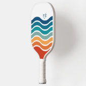 Retro golvende strepen patroon met uw monogram pickleball paddle (Links)