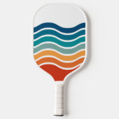 Retro golvende strepen patroon met uw monogram pickleball paddle (Achterkant)