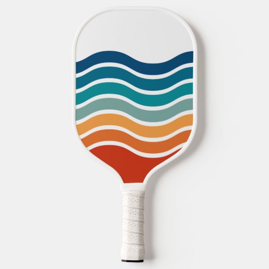 Retro golvende strepen patroon met uw monogram pickleball paddle (Achterkant)