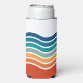 Retro golvende strepen patroon met uw monogram seltzer blikjeskoeler (Seltzer Achterkant)