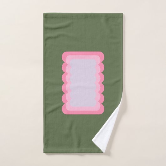 Retro golvende vorm groen en roze bad handdoek (Handdoek)