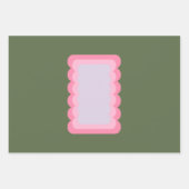 Retro golvende vorm groen en roze inpakpapier vel (Voorkant 3)