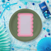 Retro golvende vorm groen en roze papieren bordje (Feest)