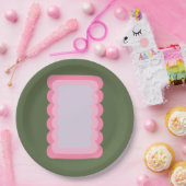 Retro golvende vorm groen en roze papieren bordje (Feest)