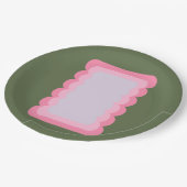 Retro golvende vorm groen en roze papieren bordje (Gekanteld)