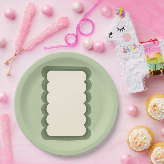 Retro golvende vorm pastel groen papieren bordje (Feest)