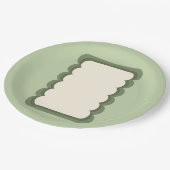 Retro golvende vorm pastel groen papieren bordje (Gekanteld)