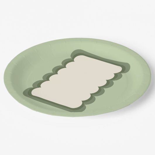 Retro golvende vorm pastel groen papieren bordje (Gekanteld)