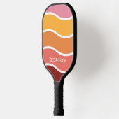 Retro golvende zonsondergang met naam pickleball paddle (Links)